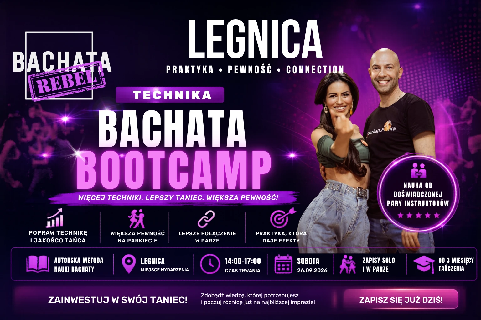 Warsztaty Weekendowe Bachata Bootcamp Technika Poziom Średniozaawansowany 26.09.2026